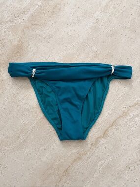 ViX by Paula Hermanny Teal Textured Bikini Bottom Silver Rings Size S